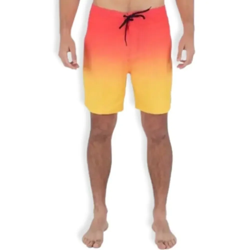 Hurley Board Shorts Ombre Design Phantom Block Party Orange Yellow Men's 28 NWT